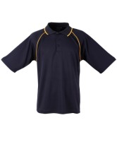 Mens Polyester Raglan Sleeve Polo - Navy/Gold 