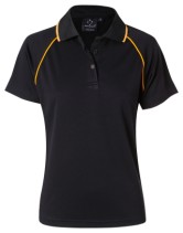 Womens Mesh Polyester Raglan Sleeve Polo - Navy/Gold 