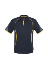 Mens Premium Polyester Polo - Navy/Gold 