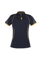 Women's Premium Polyester Polo - Navy/Gold 