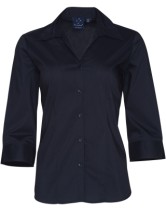 Women's 3/4 Sleeve Wrinkle Resistant Shirt - Navy 