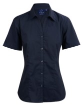 Women's S/S Wrinkle Resistant Shirt - Navy 