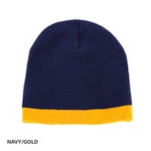 Acrylic Two Tone Beanie-Navy/Gold 